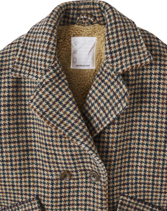 Vertbaudet Karierte Mädchen Jacke mit Teddyfleece-Futter, Wattierung Recycling-Polyester