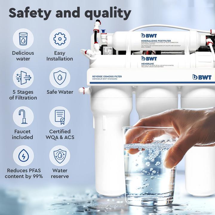 Produktbild BWT Haushalts-Umkehrosmose-System mit Pumpe und Remineralisator für reines Wasser