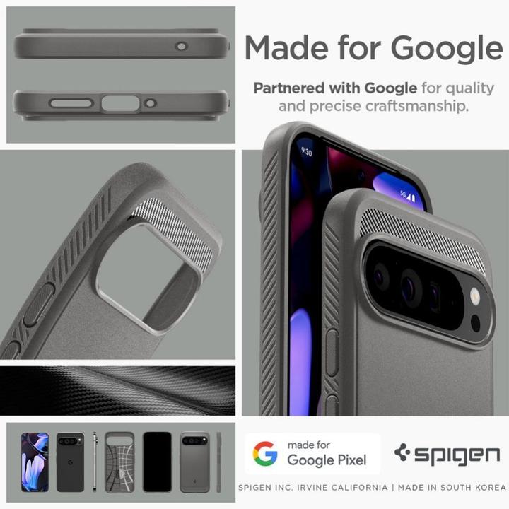 Actual product image Spigen Rugged Armor Case for Google Pixel 9 Pro XL Gray Marble (Google Pixel 9 Pro XL)