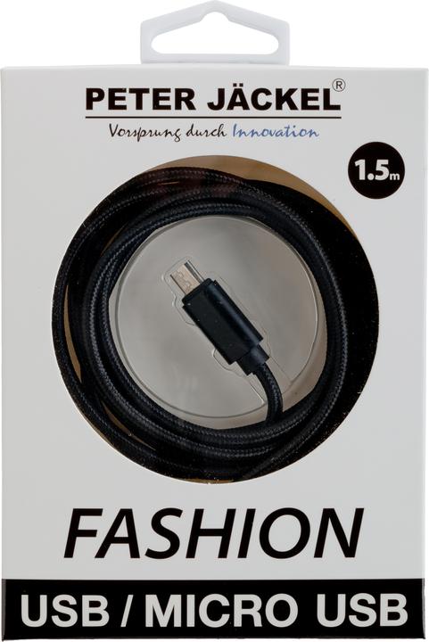 Actual product image Peter Jäckel FASHION 1.5m USB Data Cable Black for Micro-USB with sync and charge function (1.50 m, USB 3.0)