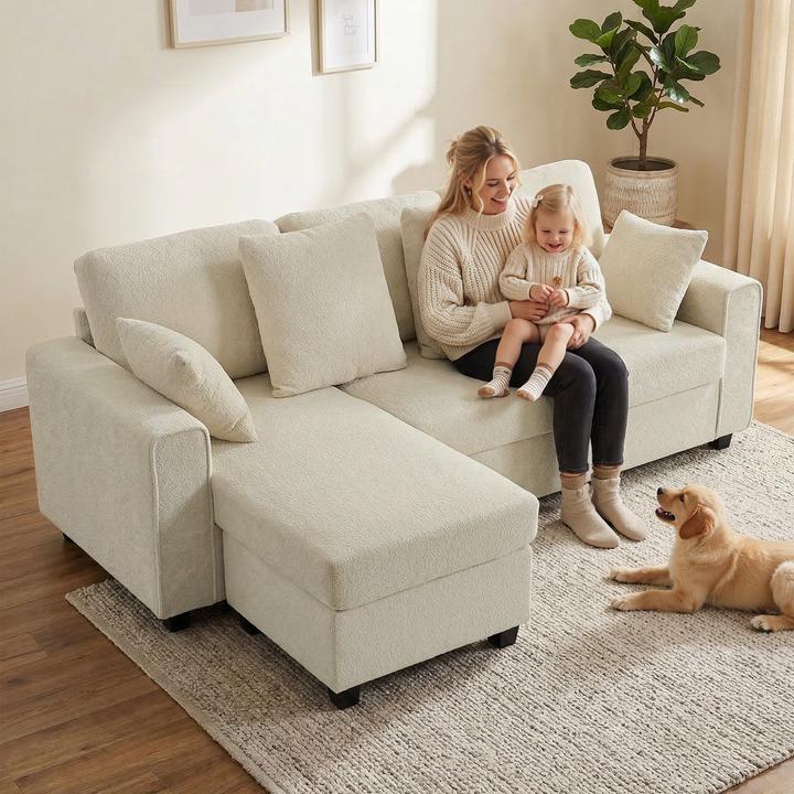 Actual product image Homcom Ecksofa Polyester, Metall Beige (Corner sofa)