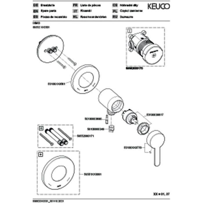 Thumbnail - Keuco, Badarmatur, EH-Brausemischer IXMO solo Flat UP m Schlauchans. Rosette rund vc