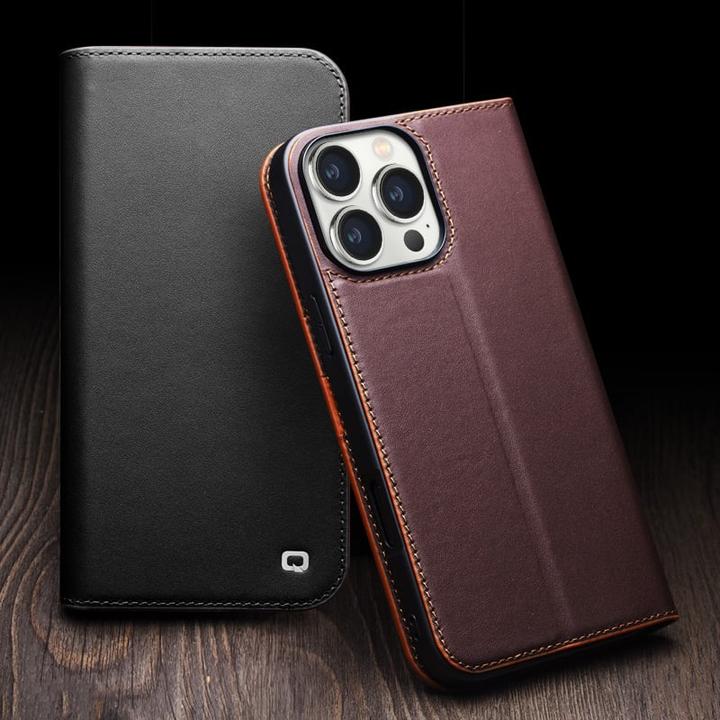 Immagine prodotto QiAlino Fourre Flip cuir véritable foncé mat (Apple iPhone 16)