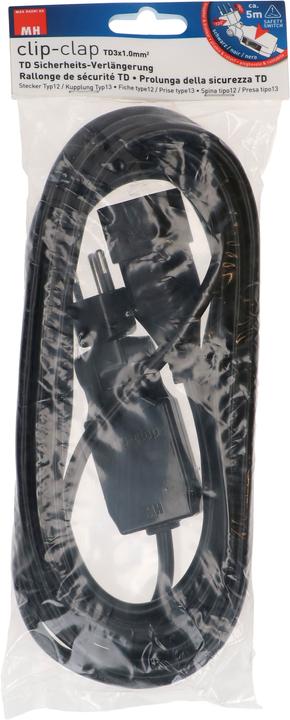 Immagine prodotto Max Hauri Cavo di prolunga 5 m T13 - T12 clip-clap, nero (5 m, Tipo 13)