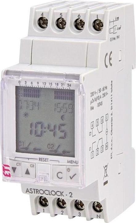 Image du produit Eti Polam Laikrodis Contrôle astronomique 2 canaux 16A ASTROCLOCK-2 (002472051)