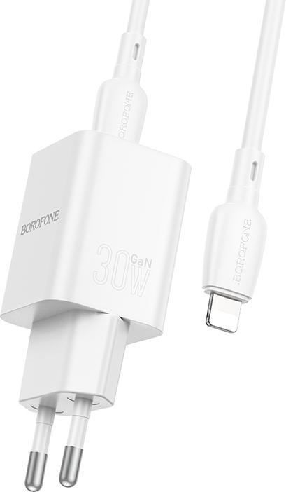 Immagine prodotto Borofone Netzladegerät BN13 Safety GaN - Typ C - PD 30W mit Typ C auf Lightning Kabel weiss (30 W)