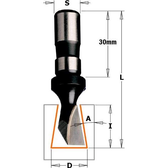 CMT, Punte per fresa, 522.140.11 Schwalbenschwanzfräser 14mm, Schaft 12x30 rechts