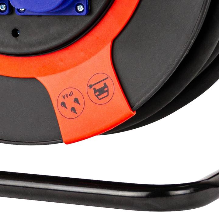 Actual product image REV Cable reel EX 25 m H07RN IP44 9000W extension cable outdoor 1 CEE and 2 earthed sockets red (25 m)