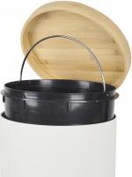 Image du produit Je Cherche Une Idee poubelle à pedale metal et bambou blanc x2