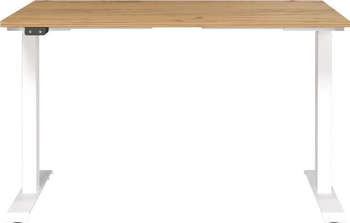 Actual product image Germania JET height-adjustable desk navarra-oak rectangular, T-leg frame white 120.0 x 80 (120 x 80 cm)