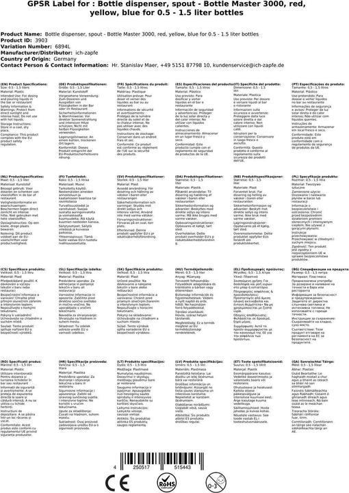 Produktbild Ich-zapfe Dosiergerät "Bottle Master 3000" rot (Dosierer + Ausgiesser)