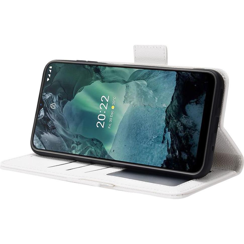 Thumbnail - Cover-Discount Nokia G11 / G21 - Stand Flip Case Hülle weiss (Nokia G21, Nokia G11), Smartphone Hülle, Weiss