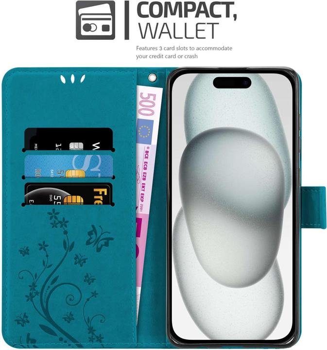 Actual product image Cadorabo Case for Apple iPhone 15 Flower Book (Apple iPhone 15)