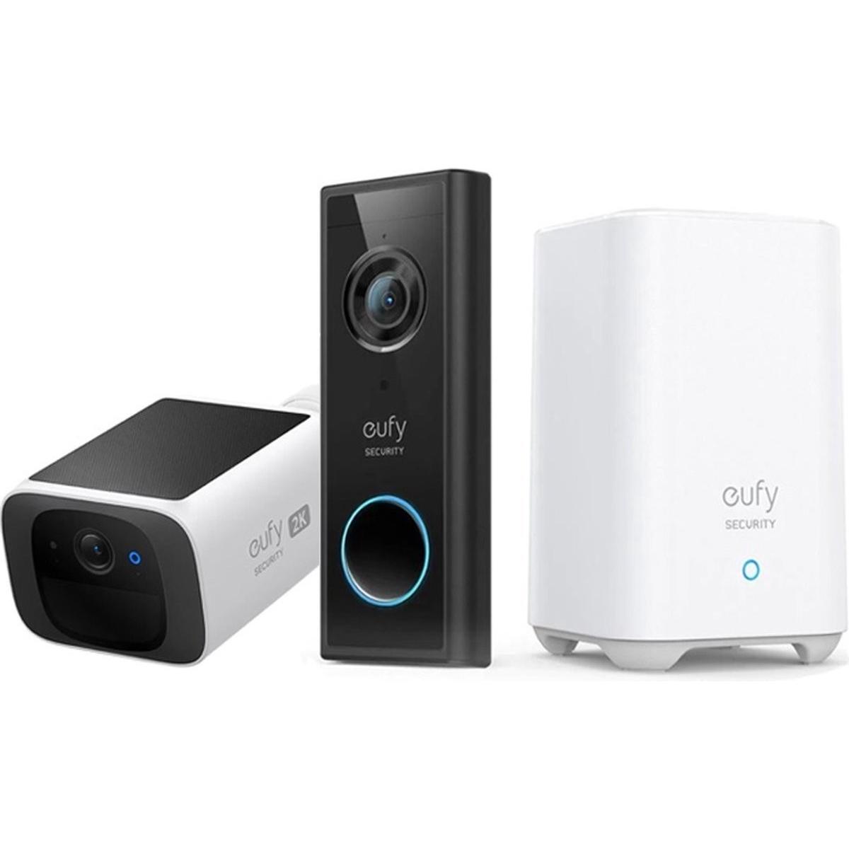 eufy, Campanello + Citofono, Solocam S220 + Dual deurbel met Homebase 2 bundel - zonne-energie beveiligings (Senza fili, WiFi)