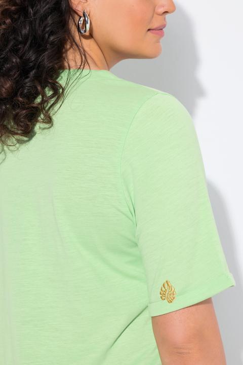 Actual product image Ulla Popken Paradise Sequined Tie Hem Graphic Tee (62)