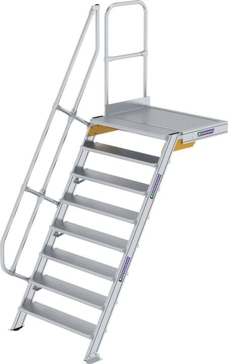 Produktbild Munk Treppe mit Plattform 60° Stufenbreite 1000 mm 8 Stufen Aluminium geriffelt (Gerüst, 100 cm)