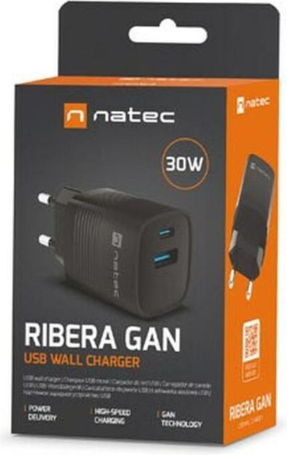 Produktbild Genesis NATEC ŁADOWARKA RIBERA GAN 1X USB-A + 1X USB-C 30W CZARNA NUC-2141 (30 W)