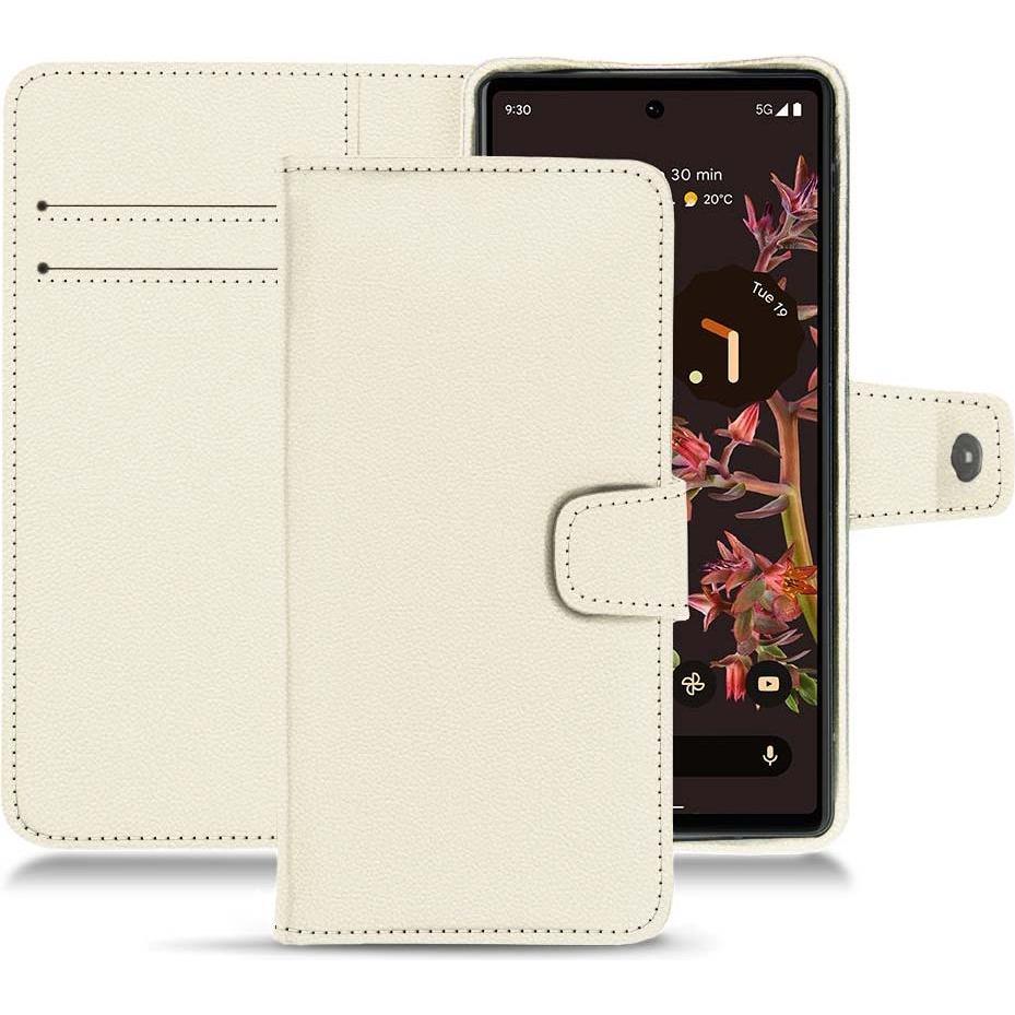 Noreve Lederschutzhülle Wallet (Google Pixel 6), Smartphone Hülle, Weiss