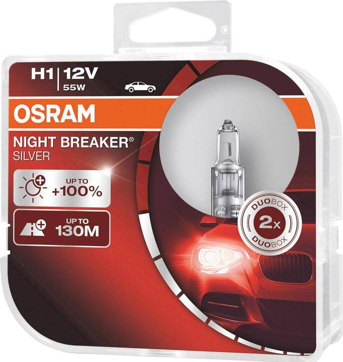 Actual product image Osram 4062172388085 Halogen bulb Night Breaker® Silver H1 55 W 12 V (H1)