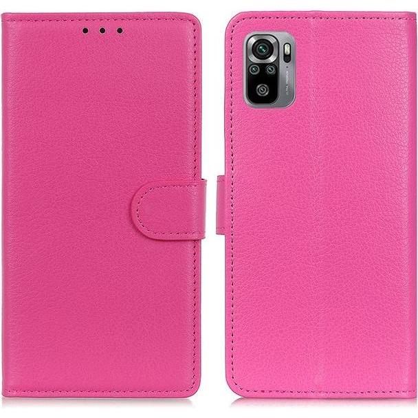 Thumbnail - MU Classic Litchi Leder Bookcover Series (Xiaomi Mi Note 10, Xiaomi Redmi Note 10S), Smartphone Hülle, Rosa
