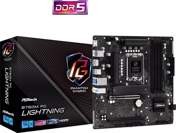 Immagine prodotto AsRock B760M PG LIGHTNING/D4 - mATX S1700 (LGA 1700, Intel B760, mATX)