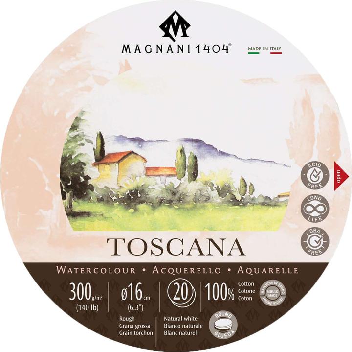 Fabriano Magnani1404 Toscana Rund 16cm Aquarellpapier Grobkorn Naturweiss (300 g/m²)