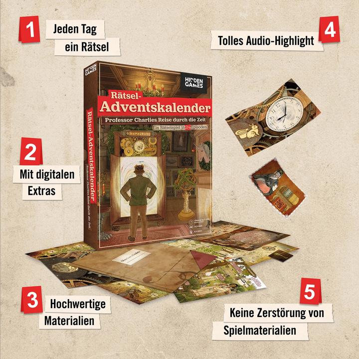 Produktbild Hidden Games Professor Charlies Reise durch die Zeit - Escapespiel (Deutsch, 1 - 6 Spieler)