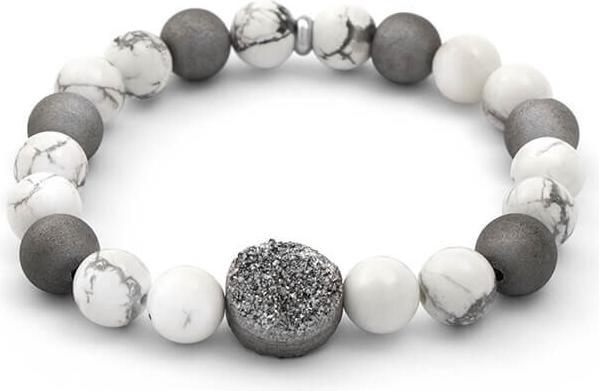 Beneto Bead bracelet made of agate and howlite MINK123 - Length: 19 cm (19 cm, Edelstein)
