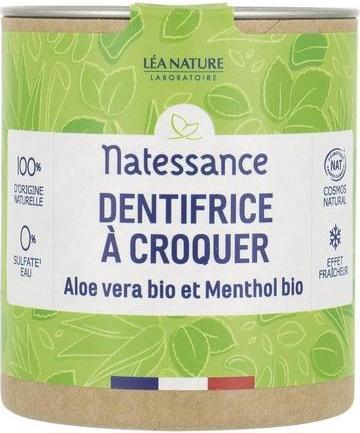 Actual product image Natessance Natural Chewable Toothpaste Fresh Aloe Vera & Menthol - 80 tablets - 52g -
