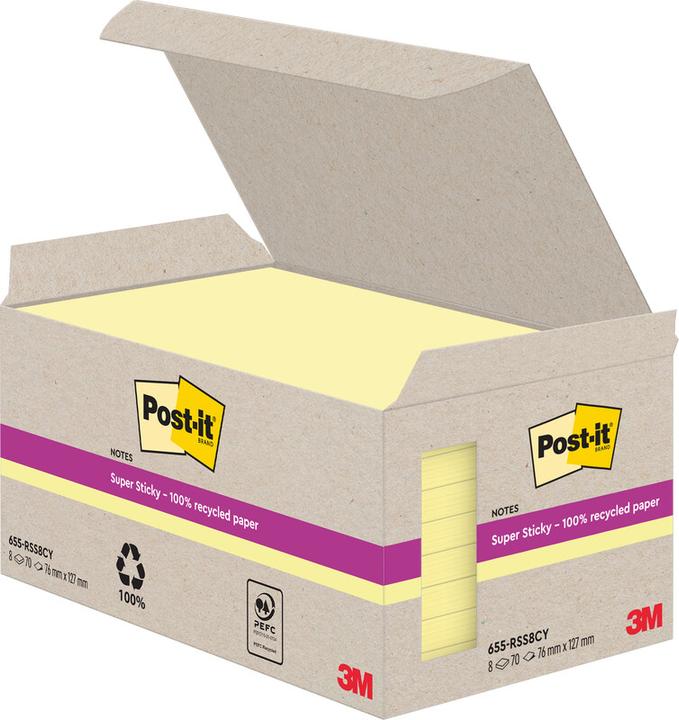 Produktbild Post-it Super Sticky Haftnotizen Recycling Sparbox