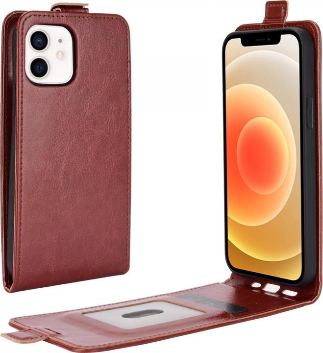Produktbild Screenguard iPhone 12 Leder Hülle Ledertasche aufklappbar nach unten (Apple iPhone 12)