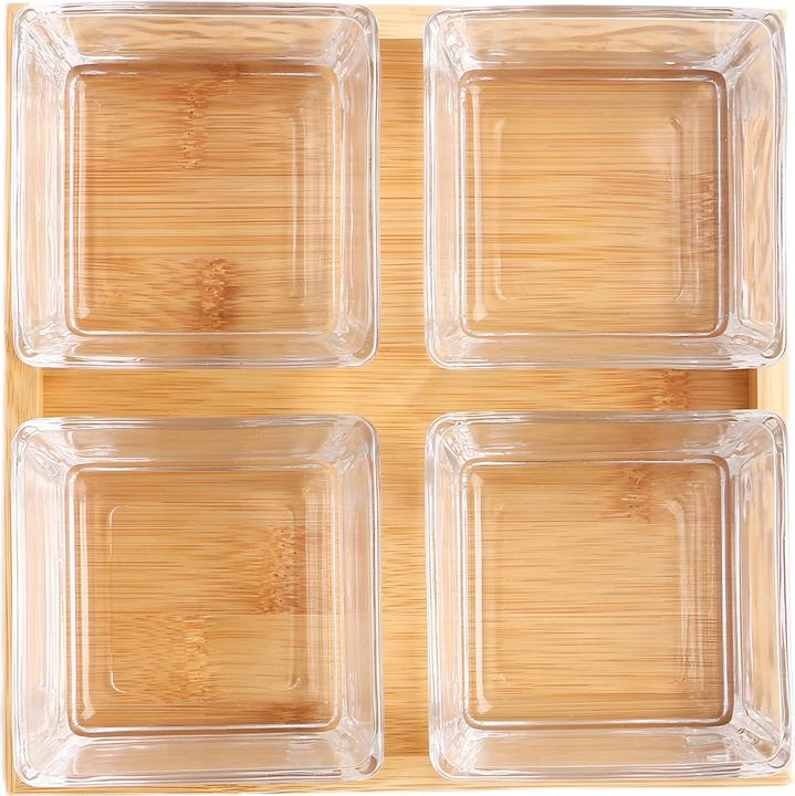 Actual product image Cheffinger 4er Set Glasschalen Bambusboden