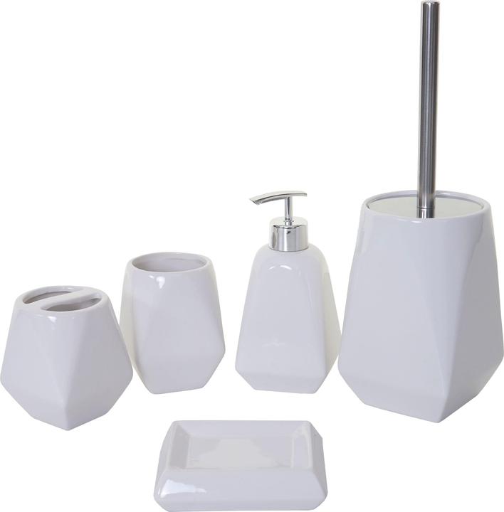 Produktbild Swisshandel24 5-teiliges Badset, WC-Garnitur Badezimmerset Badaccessoires, Keramik - weiss 52426