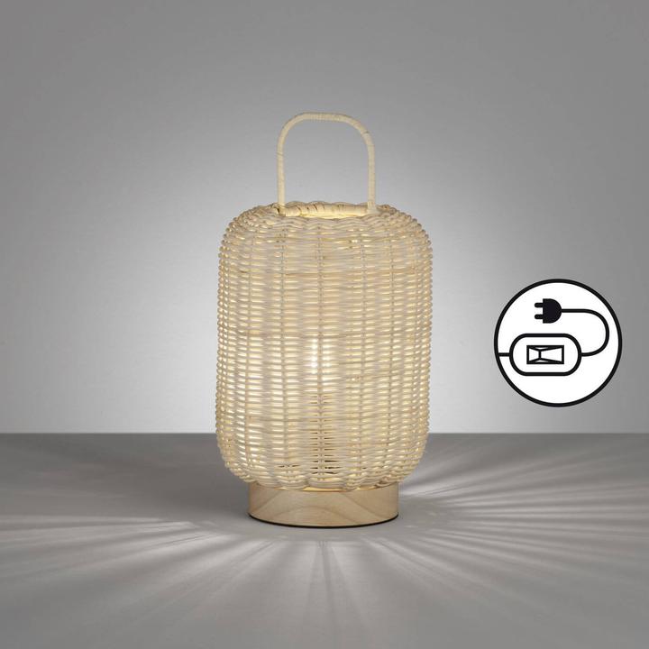 Actual product image Fischer & Honsel Honsel Nature Table lamp E14 switchable Lampshade Rebestrick natural wood 50738