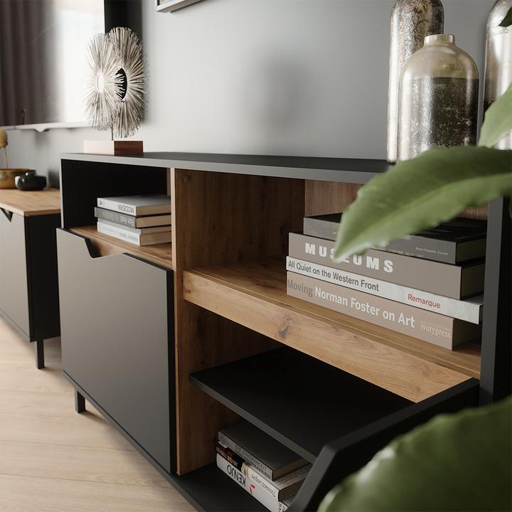 Image du produit Vicco Kommode Marelle, Anthrazit/Artisan, 140 x 81.3 cm mit 2 Türen (140 x 38 x 81.30 cm)