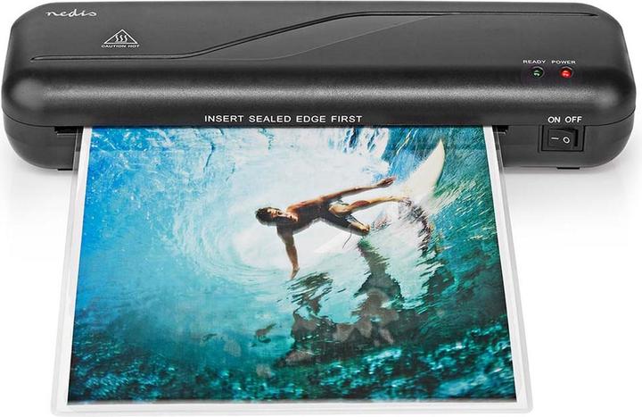 Image du produit Nedis LAMI112BK4 Plastifieuse à chaud A4 230 mm/min Arrêt automatique Alimentation secteur faible (125 µm, A4)