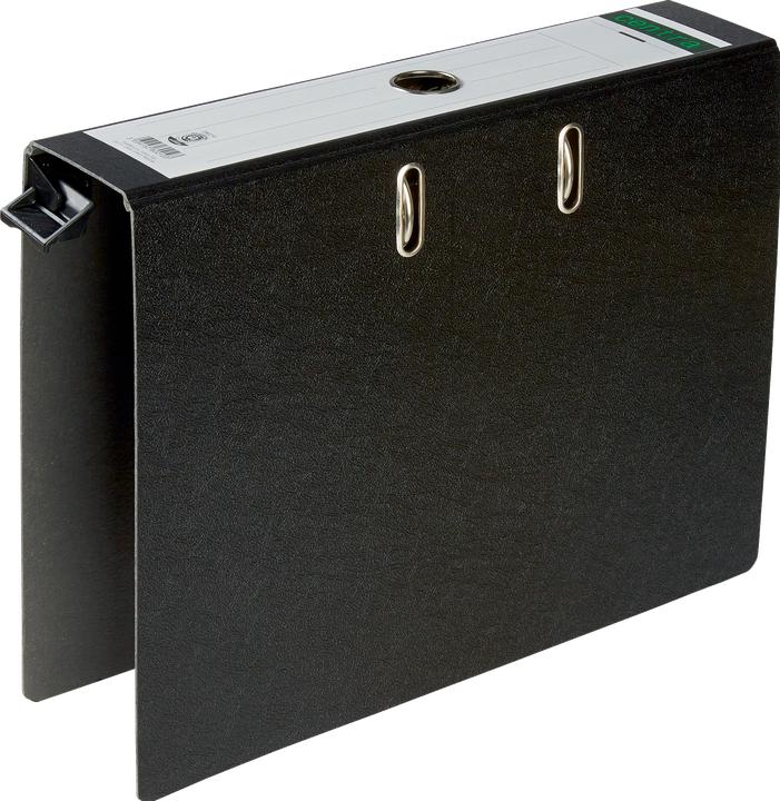 Actual product image Centra hanging file, DIN A4, 80 mm spine width, black hardboard cover, with slots, finger hole (A4, 80 mm, 1 Piece)