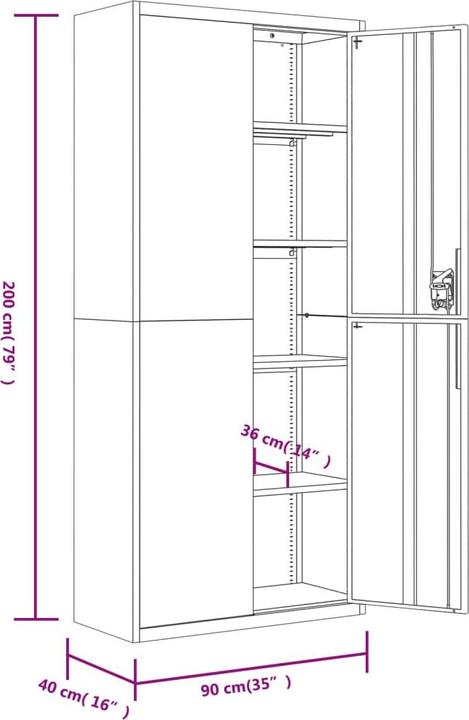 Produktbild vidaXL Aktenschrank (90 x 40 x 240 cm)
