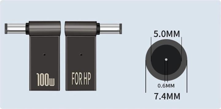 Actual product image PowerGuard USB-C to HP Notebook Charger Adapter (7.4 x 5 mm, 0.6mm) (100 W)