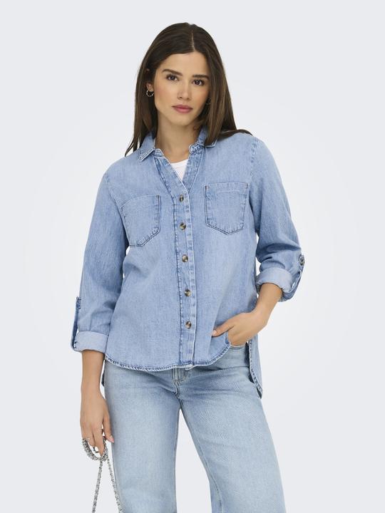 Actual product image Only Normal geschnitten Hemdkragen Umgeschlagene Ärmelbündchen Jeanshemd Jeanshemd (M)