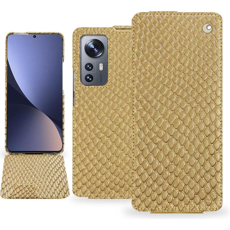Noreve Lederschutzhülle vertikal (Xiaomi 12 Pro), Smartphone Hülle, Beige