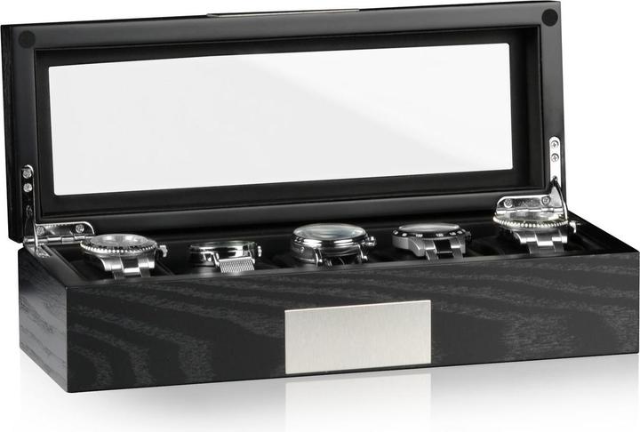 Produktbild Heisse & Söhne Uhrenbox Monteray 5 Esche - Schwarz Seidenmatt