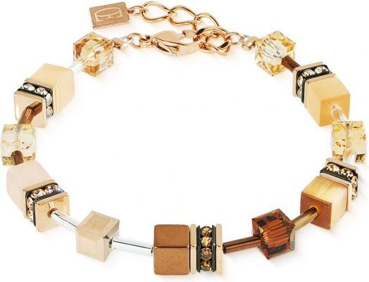 Immagine prodotto Coeur de Lion Collana estiva - cristallo Swarowski - ambra, champagne e beige (Bracciale nero opaco da 6 mm)