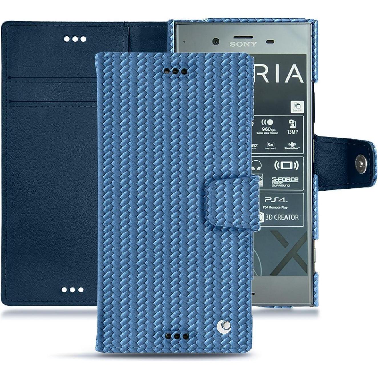 Noreve Lederschutzhülle Wallet (Sony Xperia XZ1), Smartphone Hülle, Blau