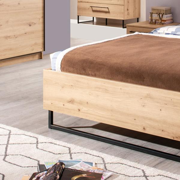 Immagine prodotto Homestyle4u Letto matrimoniale imbottito in stile industriale (160 x 200 cm)