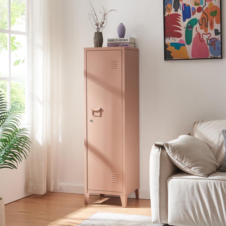 Actual product image En.Casa Einzelspind Kurikka 137x38x38 cm Hellbraun (38 x 38 x 137 cm)