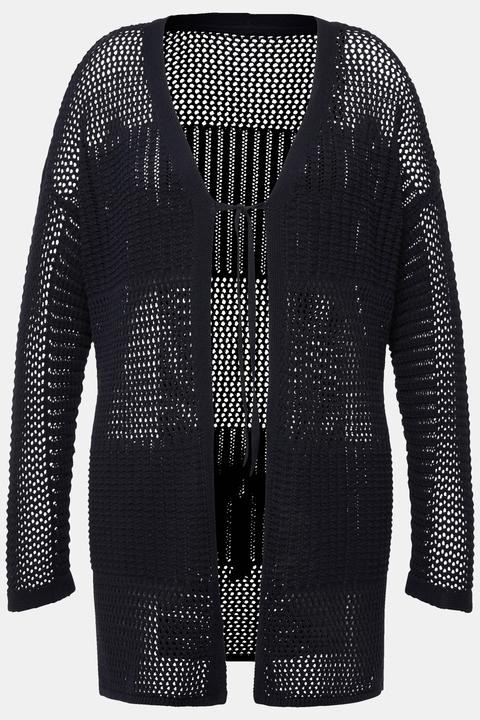 Actual product image Ulla Popken Mixed Texture Openwork Cardigan