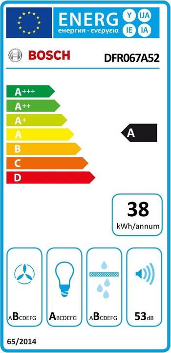 Energy Label Bosch Hausgeräte DFR067A52 (Flat-screen hood)