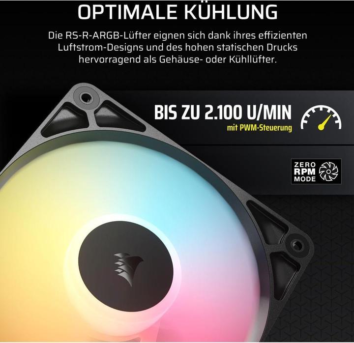 Actual product image Corsair PC-Lüfter R5 120-R ARGB Schwarz, Beleuchtung: Ja (120 mm, 3 x)