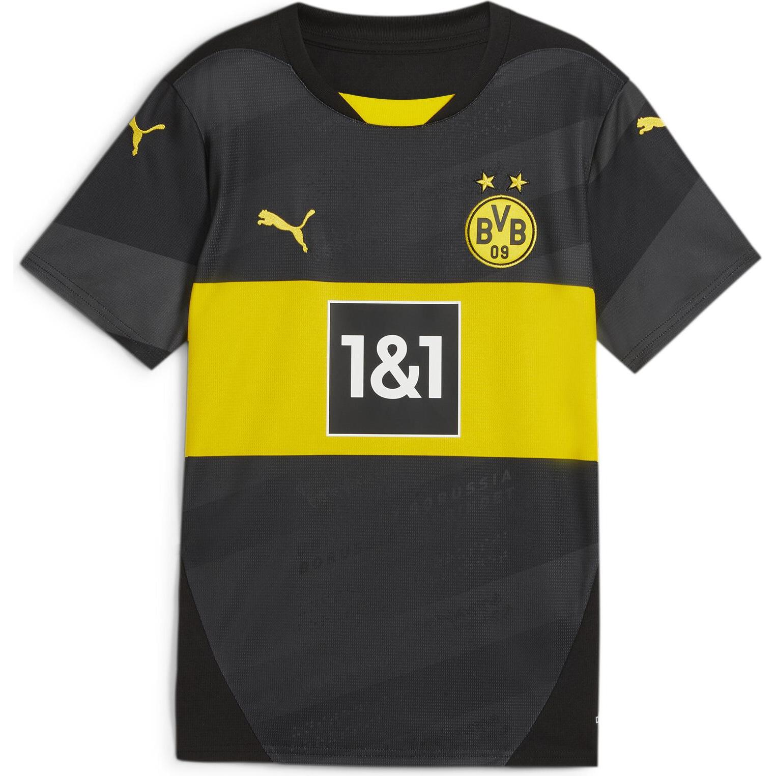 Puma, Herren, Fussballtrikot, BVB Away Jersey Replica Jr (152), Schwarz, 152
